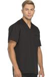 Dickies Dynamix Scrubs for Men, Athletic-Inspired V-Neck Chest Pocket Scrub Top with Four-Way Stretch and Moisture Wicking DK Black