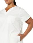 Amazon Essentials Women's Classic Fit V-Neck Short Sleeve Scrub Top (Available in Plus Size), White, Large