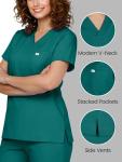 Eadflie Scrubs for Women Medical Scrubs Set - V-Neck Top & Jogger Pants with 5 Pockets, Soft Stretch Woven fabric,Side splits - (Forest Green/S)