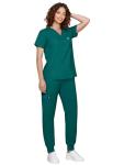 Eadflie Scrubs for Women Medical Scrubs Set - V-Neck Top & Jogger Pants with 5 Pockets, Soft Stretch Woven fabric,Side splits - (Forest Green/S)