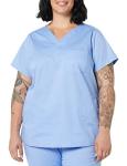 Amazon Essentials Women's Classic Fit V-Neck Short Sleeve Scrub Top (Available in Plus Size), Cornflower Blue, 4X