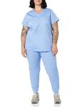 Amazon Essentials Women's Classic Fit V-Neck Short Sleeve Scrub Top (Available in Plus Size), Cornflower Blue, 4X
