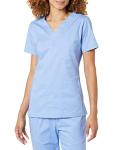 Amazon Essentials Women's Classic Fit V-Neck Short Sleeve Scrub Top (Available in Plus Size), Cornflower Blue, 4X