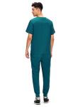 COZYFIT Scrubs for Men - 4 Pockets V-Neck Scrub Top and 7 Pockets Jogger Pants Mens Scrubs Set, Caribbean Blue, M
