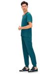 COZYFIT Scrubs for Men - 4 Pockets V-Neck Scrub Top and 7 Pockets Jogger Pants Mens Scrubs Set, Caribbean Blue, M