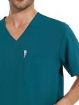COZYFIT Scrubs for Men - 4 Pockets V-Neck Scrub Top and 7 Pockets Jogger Pants Mens Scrubs Set, Caribbean Blue, M