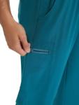 COZYFIT Scrubs for Men - 4 Pockets V-Neck Scrub Top and 7 Pockets Jogger Pants Mens Scrubs Set, Caribbean Blue, M