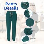 KARAZZO Women's Medical Scrub Sets Stretch V-Neck Scrub Top & Jogger Pant with 8 Pockets Nursing Uniform Scrubs Suit (Dark Green, Large)