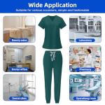 KARAZZO Women's Medical Scrub Sets Stretch V-Neck Scrub Top & Jogger Pant with 8 Pockets Nursing Uniform Scrubs Suit (Dark Green, Large)