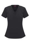 Natural Uniforms Womens Cool Stretch Modern Tuck-In Top Yoga Jogger Scrub Set (Black, Medium)