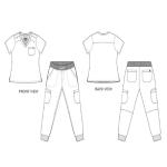 Natural Uniforms Womens Cool Stretch Modern Tuck-In Top Yoga Jogger Scrub Set (Black, Medium)