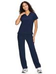 COZYFIT Scrubs for Women Set Medical Uniform - V-Neck Top & Straight Leg Pants with 9 Pockets, Unisex Workwear COZY SCRUBS, Navy Blue, M