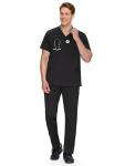 COZYFIT Scrubs for Men Set - V-Neck Scrub Top and Straight Leg Pants with 11 Pockets, Elastic Drawstring Men Scrubs set, Black, L