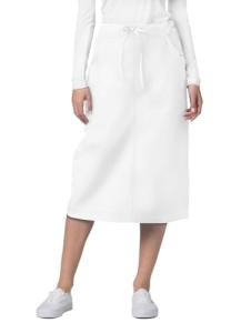 Adar Women's Mid-Calf Drawstring Scrub Skirt - White