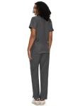 COZYFIT Scrubs for Women - Mock Wrap Top & Straight Leg Pants with 6 Pockets, Back Princess Seams, Soft Fabric Medical Scrubs Set Workwear for Women, Rock Grey, S
