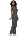 COZYFIT Scrubs for Women - Mock Wrap Top & Straight Leg Pants with 6 Pockets, Back Princess Seams, Soft Fabric Medical Scrubs Set Workwear for Women, Rock Grey, S