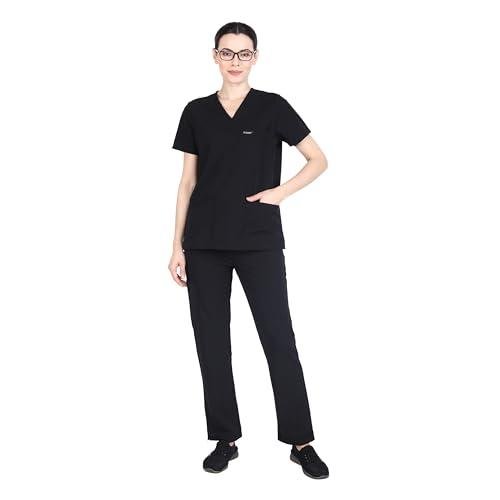 Unisex 7 Pocket & 10 Pocket Scrub Set - Black