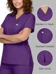 Eadflie Scrubs for Women Medical Scrubs Set - V-Neck Top & Jogger Pants with 5 Pockets, Soft Stretch Woven fabric,Side splits - (Purple/M)