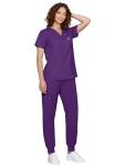 Eadflie Scrubs for Women Medical Scrubs Set - V-Neck Top & Jogger Pants with 5 Pockets, Soft Stretch Woven fabric,Side splits - (Purple/M)