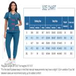 JGVIC Scrubs For Women Set-V-Neck Scrub TOP Contrast Pocket & Jogger Pants With 11 Pockets Yoga Waistband, Anti Wrinkle, Slim Fit Women Scrubs-Caribbean Blue,S