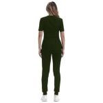 YEZEX Scrubs for Women Set, Medical Scrubs Top & Pants, Women's Jogger Scrub Set w/ 10 Pockets(Army Green)