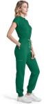 Eadflie Scrub Jumpsuit for Women - Stand-Up Collar One Piece Scrubs, 7 Pockets Comfortable Scrubs Set for Nurses & Doctors- [Hunter Green/S]