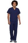 Cherokee Unisex Scrub Set for Men & Women, V-Neck Top & Drawstring Cargo Pant, Easy Care & Fade Resistant – CK00044C, XL, Navy