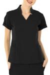Reinwaete Womens Scrub Tops - Four-Way Stretch, 4 Pockets, Holds Stethos & Pens, Tuck-in Fit, Polished Clinic Look Black