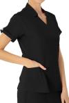 Reinwaete Womens Scrub Tops - Four-Way Stretch, 4 Pockets, Holds Stethos & Pens, Tuck-in Fit, Polished Clinic Look Black