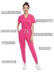 Eadflie Medical Scrubs Set for Women - Classic V-Neck Top & Jogger Pants with Stretch Nursing Uniform Scrub Suit