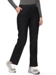 COZYFIT Scrub Pants for Women - Straight-Leg Cargo Pants with 3 Pockets, Drawstring Scrub Pants,Black,XL
