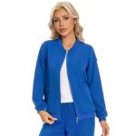 Scrub Jackets for Woman, Zip Front Nurse Jacket, 4-Way Stretch Fabric with Four Pockets (Galaxy Blue, Medium)