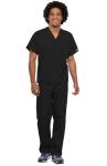Cherokee Unisex Scrub Set for Men & Women, V-Neck Top & Drawstring Cargo Pant, Easy Care & Fade Resistant – CK00044C, L, Black