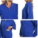 Scrub Jackets for Woman, Zip Front Nurse Jacket, 4-Way Stretch Fabric with Four Pockets (Galaxy Blue, Medium)