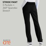 BARCO One Stride Classic Fit Scrub Pant for Women – Black, 5-Pocket Mid-Rise Pants w/ 360 Spandex Stretch, Moisture Wicking, Anti-Static and Quick-Shed –XS, Regular Fit