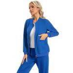 Scrub Jackets for Woman, Zip Front Nurse Jacket, 4-Way Stretch Fabric with Four Pockets (Galaxy Blue, Medium)