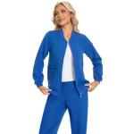 Scrub Jackets for Woman, Zip Front Nurse Jacket, 4-Way Stretch Fabric with Four Pockets (Galaxy Blue, Medium)
