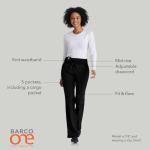 BARCO One Stride Classic Fit Scrub Pant for Women – Black, 5-Pocket Mid-Rise Pants w/ 360 Spandex Stretch, Moisture Wicking, Anti-Static and Quick-Shed –XS, Regular Fit