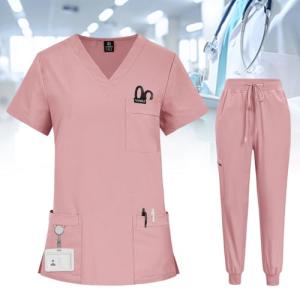 VIAOLI Scrubs for Women- 7 Pockets, V-Neck Top & Jogger Pants, Stretchy Fabric, Elastic Waist for Nursing Uniforms