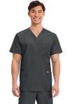 Cherokee Scrub top for Men V-Neck with 3 Pockets, Knit Details, Soft, Durable, Breathable, 2-Way Stretch Fabric - WW670, M, Black