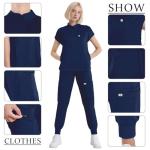 Eipnare Scrubs for Women Set - Nurse Uniform Jogger Suit Stretch Top & Pants with 11 Pockets for Nurse Esthetician Workwear