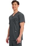 Cherokee Scrub top for Men V-Neck with 3 Pockets, Knit Details, Soft, Durable, Breathable, 2-Way Stretch Fabric - WW670, M, Black