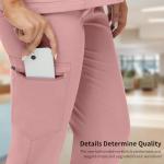 VIAOLI Scrubs for Women- 7 Pockets, V-Neck Top & Jogger Pants, Stretchy Fabric, Elastic Waist for Nursing Uniforms