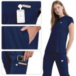 Eipnare Scrubs for Women Set - Nurse Uniform Jogger Suit Stretch Top & Pants with 11 Pockets for Nurse Esthetician Workwear