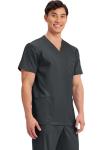 Cherokee Scrub top for Men V-Neck with 3 Pockets, Knit Details, Soft, Durable, Breathable, 2-Way Stretch Fabric - WW670, M, Black