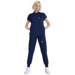Eipnare Scrubs for Women Set - Nurse Uniform Jogger Suit Stretch Top & Pants with 11 Pockets for Nurse Esthetician Workwear