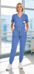 Eadflie Scrubs for Women Set - 8-Pocket V-Neck Scrub Uniform | Stretch Jogger Pants (Sky Blue/L) | Medical Workwear for Nurses, Dentists, Pet Care