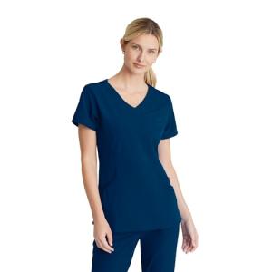 BARCO Skechers Vitality Charge Classic Fit Scrub Top for Women – Navy, 3-Pocket Classic V-Neck Shirt w/ 4-Way Stretch – Moisture Wicking, Quick-Shed, Anti-Static – XL, Regular Fit