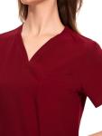 COZYFIT Medical Scrubs for Women Set - Curved V-Neck Scrub Top & Jogger Pants with 8 Pockets - Burgundy, L