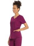 ScrubStar Womens Sweetheart V-Neck Scrub Top Soft Stretch Nursing Uniform with 3 Pockets Womens Medical Scrubs for Women, M, Wine